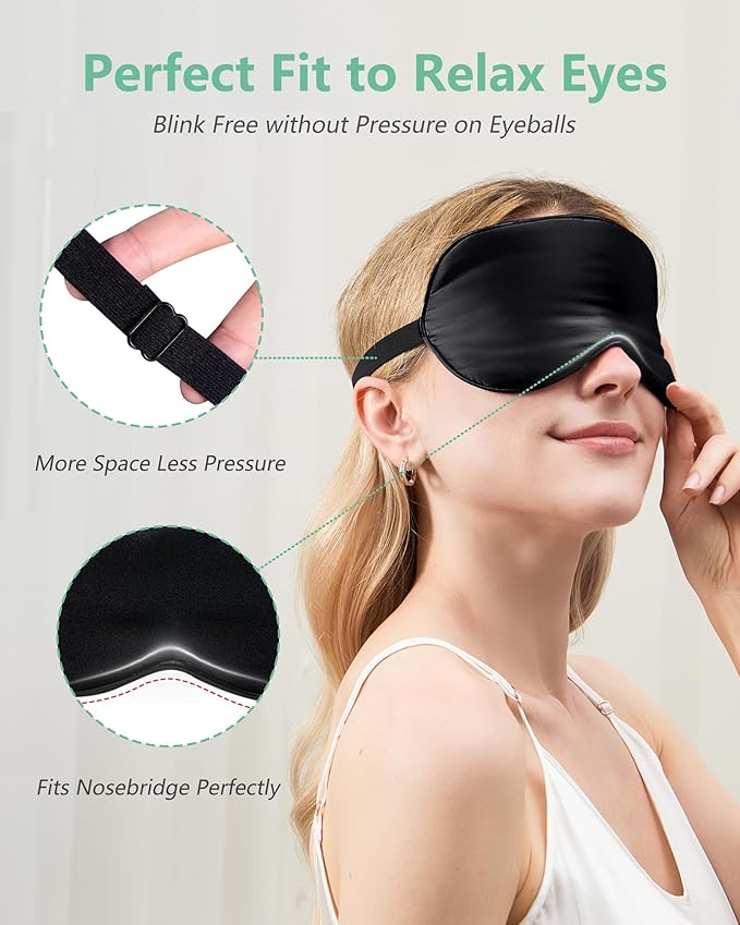 BeeVines Sleep Mask, 2 Pack 100% Real Natural Silk Eye Masks - Image 3