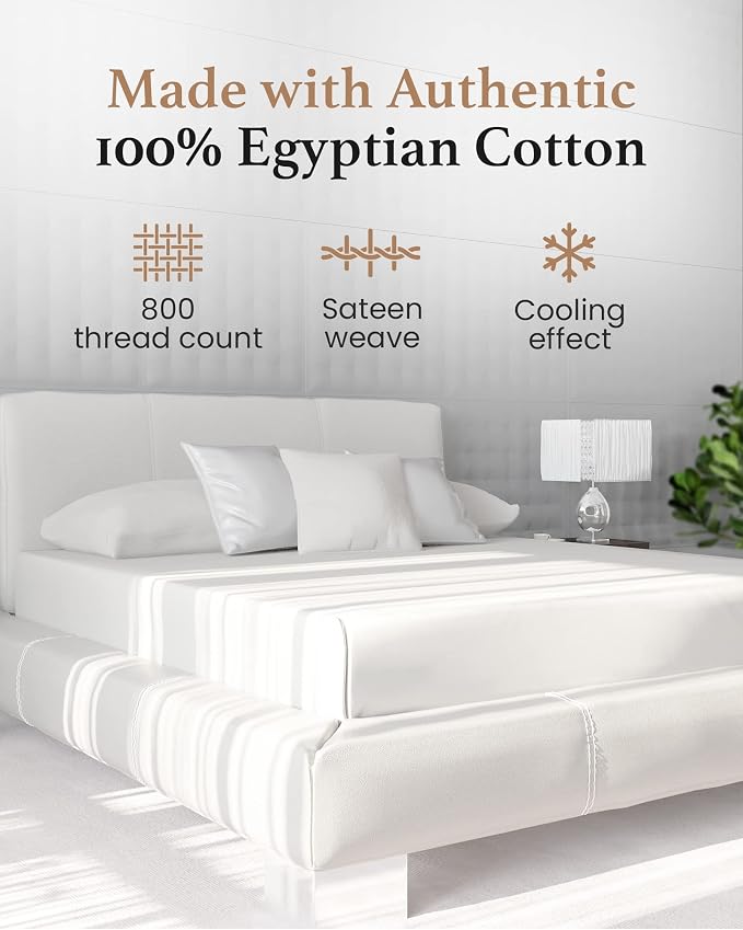 Good Sleep Bedding 800 TC Egyptian Cotton Soft & Breathable Full Fitted Sheet - Image 2