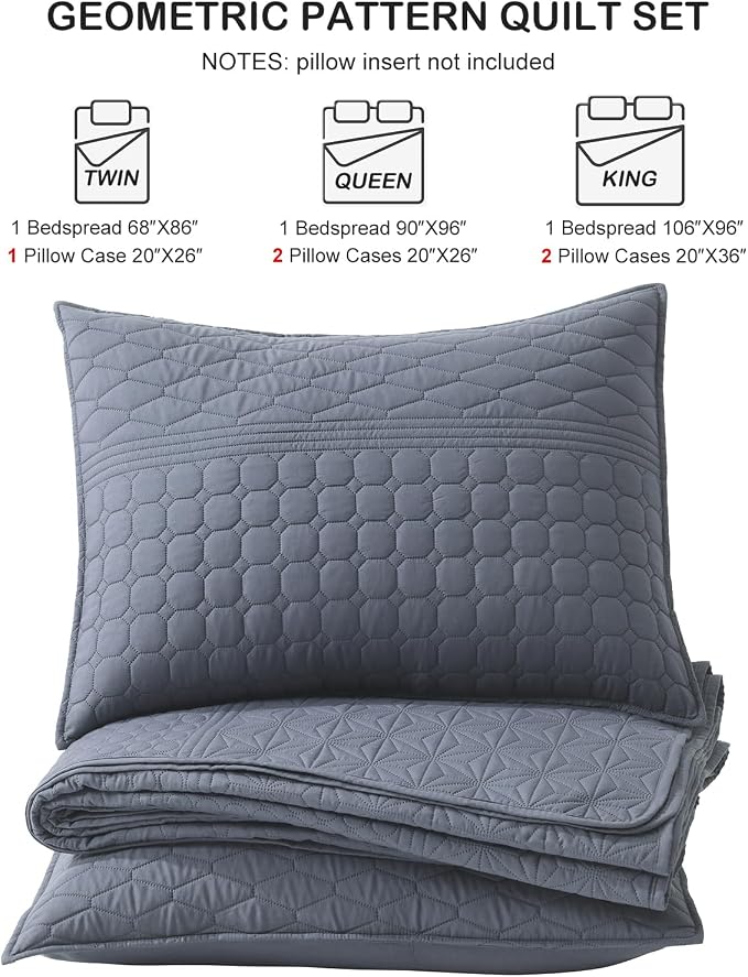 HORIMOTE HOME Steel Blue Queen Size Quilt Set - Image 7