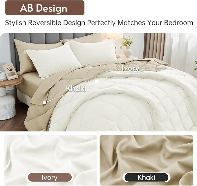 MUXHOMO 7 Pieces Full Comforter Set, Reversible Bed in a Bag Full Size - Image 3