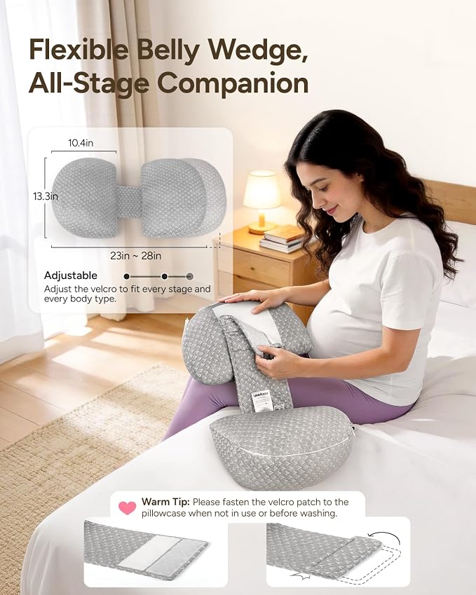 Pregnancy Wedge Pillow for Sleeping, Adjustable Maternity Pillow for Side - Image 5