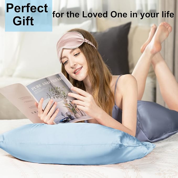 Ravmix Silk Pillow Cases with Zipper, 21momme Mulberry Silk Pillowcase - Image 6