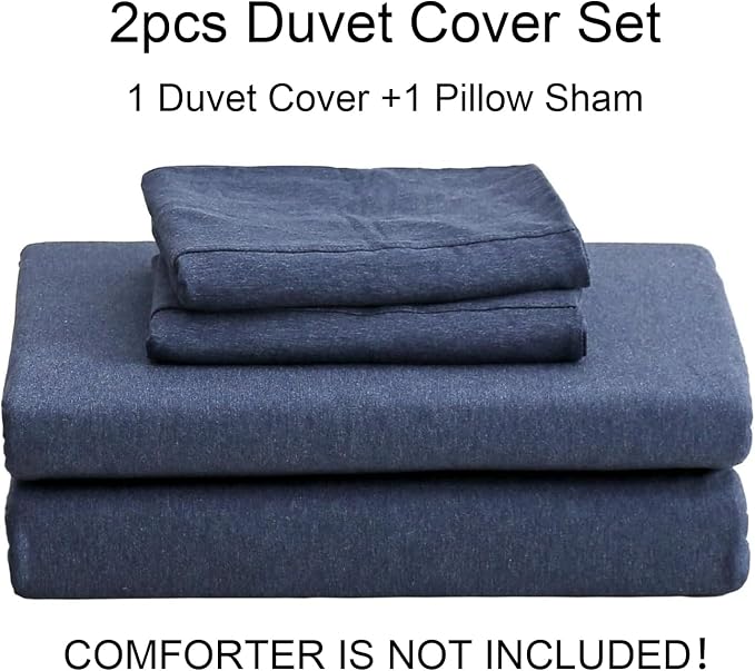 PURE ERA Jersey Knit Duvet Cover Set 100% T-Shirt Cotton Super Soft Comfy 2pc - Image 7