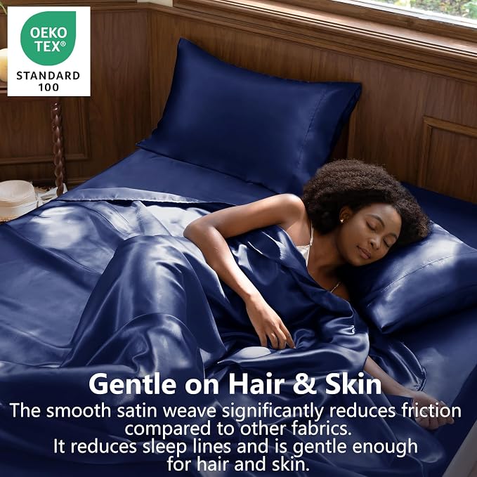 CozyLux Satin Sheets Queen Size Bed Set - Image 2