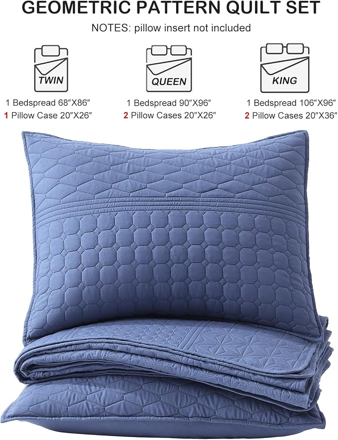 HORIMOTE HOME Denim Blue Twin Size Quilt Set - Image 7