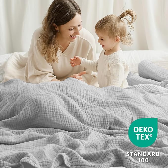 100% Cotton Muslin Blanket Twin 66" x 90", Breathable and Lightweight Cotton - Image 4