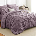 HIMEET Pintuck Bed in a Bag, 7 Pieces King Size Comforter Set Dusty Purple by Unknown