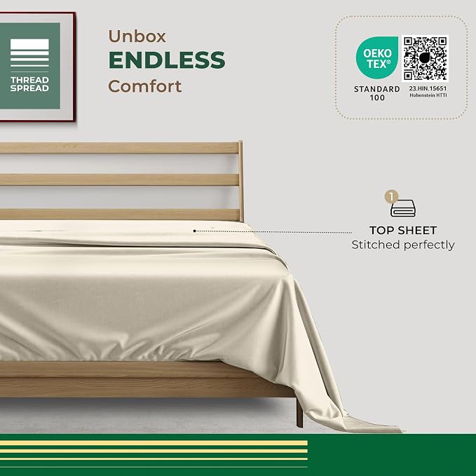 THREAD SPREAD 100% Organic Cotton Percale Flat Sheet Full Size - Image 3
