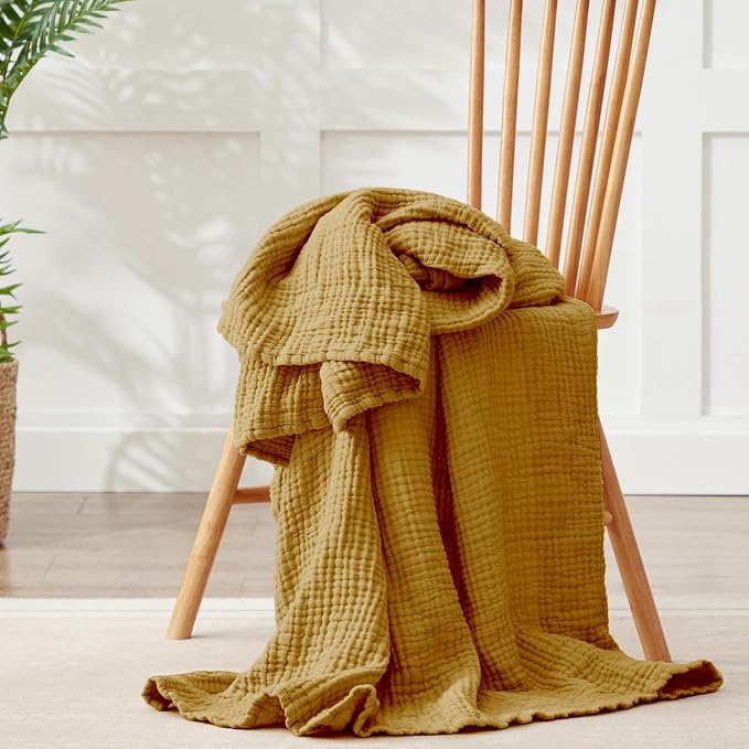 100% Cotton Muslin Blanket Twin 66" x 90", 6 Layers Breathable and Lightweight - Image 7