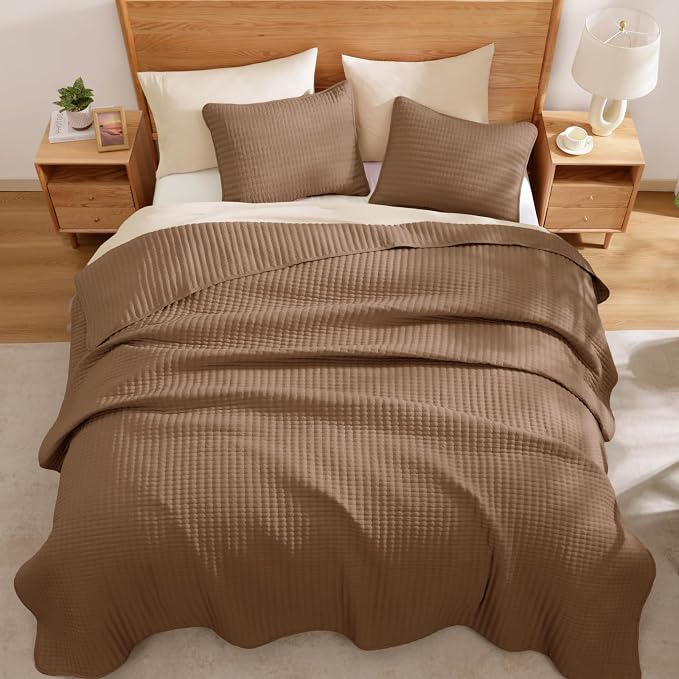 WRENSONGE Brown California/Oversized King Size Quilt Bedding Set - Image 5