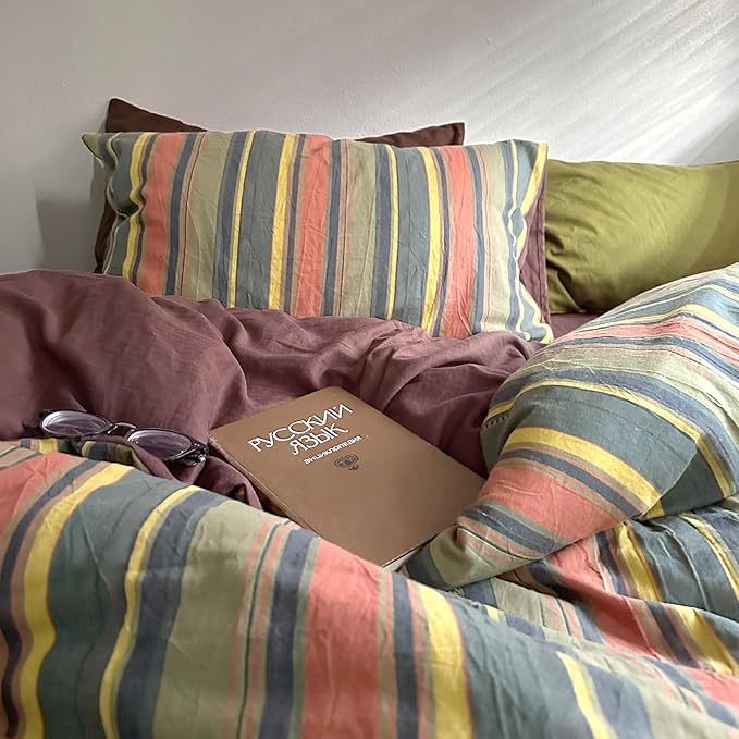 mixinni Vintage Striped Duvet Cover Set Full Size - Image 4