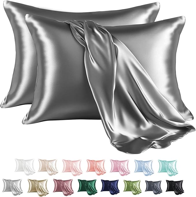 MR&HM Satin Pillowcase for Hair and Skin, Silk Satin Pillowcase 2 Pack by MRHM