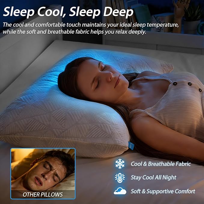 BETU Cooling Pillows Queen Size Set of 4, Shredded Memory Foam Bed Pillows - Image 4