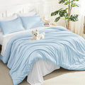 Litanika Comforters Light Blue Full Size, 3 Pieces Lightweight Solid Bedding by Litanika