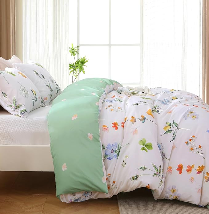 MUXHOMO Duvet Cover Full Size, Reversible Floral Multicolor Duvet Cover Set - Image 4