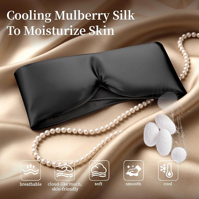 USlixury Silk Sleep Mask, 3D Contoured Sleeping Masks, 100% Mulberry Silk - Image 4