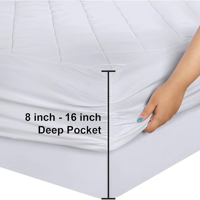 Utopia Bedding 2 Pack Quilted Fitted Mattress Pad, King Size, Elastic Fitted - Image 3