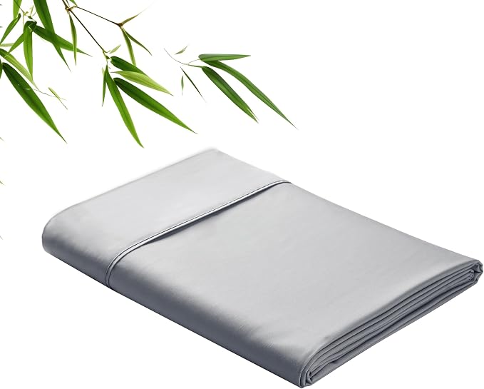 Bamboo Viscose Flat Sheets Only, 400 Thread Count Sateen Weave King Size Flat by ZaizaiHome