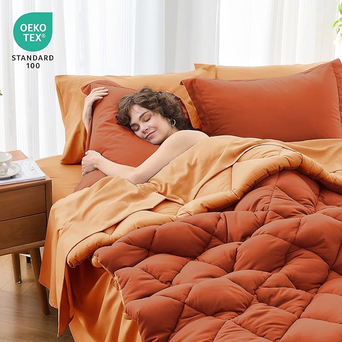 MUXHOMO 5 Pieces Twin Comforter Set, Reversible Bed in a Bag Twin Size - Image 4