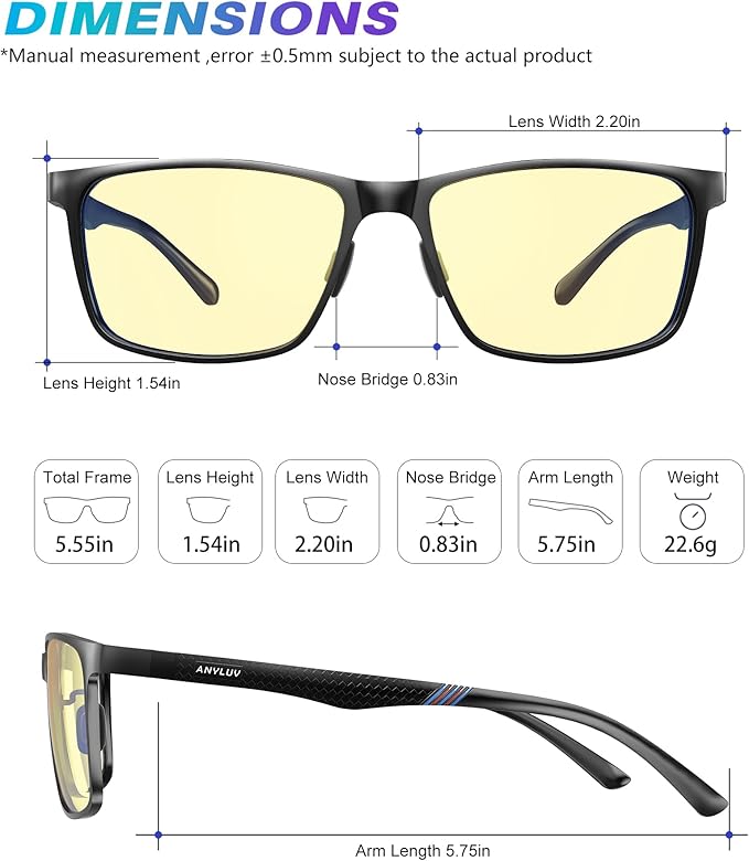 ANYLUV Blue Light Glasses Men, Relieve Eyestrain and Eye Protection, Al-Mg - Image 4