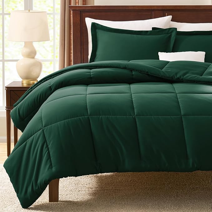 CozyLux Oversized King Comforter Set, 3 Pieces Emerald Green 120x98 Box - Image 7