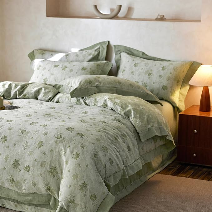 mixinni Yarn-Dyed Jacquard Duvet Cover Queen, Soft Breathable Double Layer Gauze - Image 2