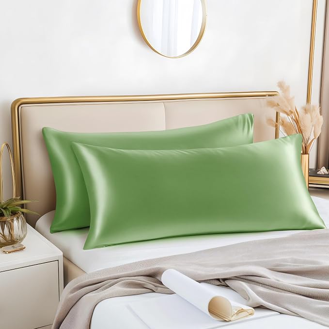 BEDELITE Satin Body Pillow Cover 2 Pack, Super Soft and Cooling Body Pillow - Image 2