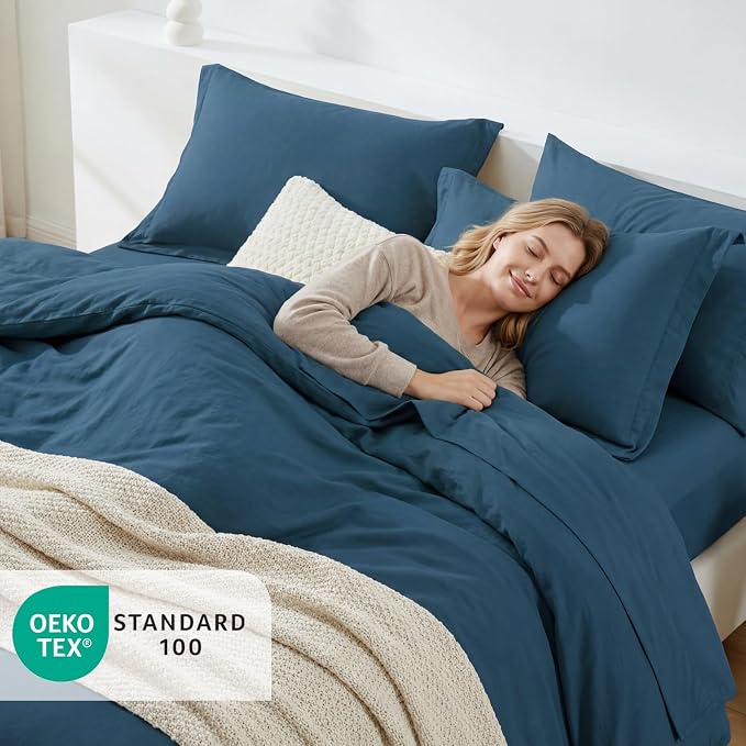 WRENSONGE King Size Comforter Sets- 7 Pieces Soft Serenity Blue Bed in a Bag - Image 3