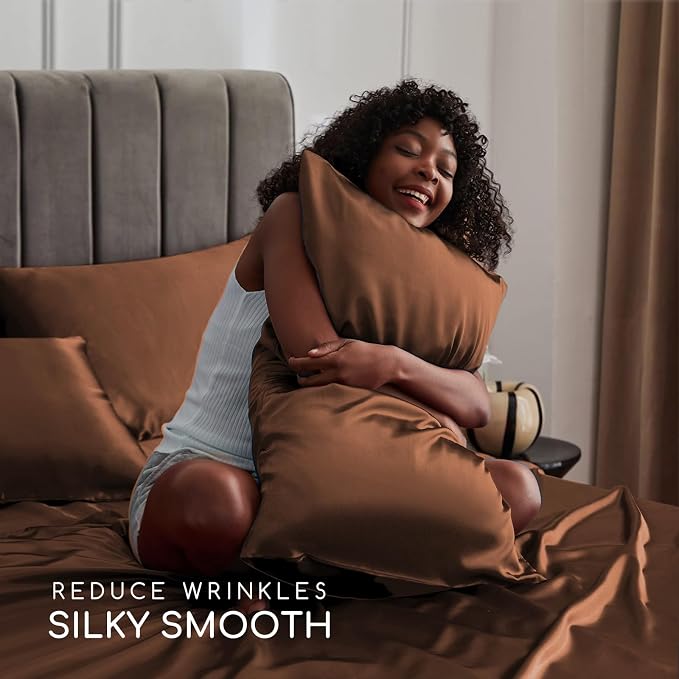 MR&HM Satin Bed Sheets, King Size Sheets Set - Image 3