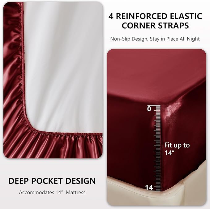CozyLux Satin Sheets Twin Sheet Set - Image 4