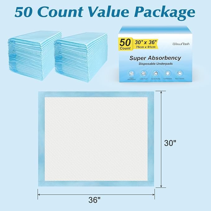 Wowflash Super Absorbency Disposable Leakproof Underpads - Image 7