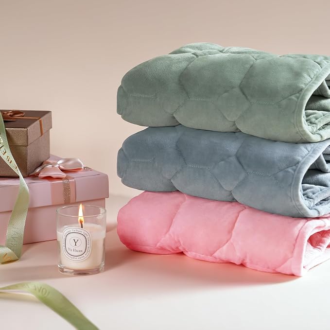 Weighted Lap Blanket 7lbs, Cozy Luxury Crystal Velvet Weighted Blanket - Image 9