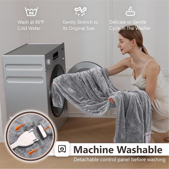 Wapaneus Heated Blanket Electric Throw 72" x 84" Full Size - Image 4