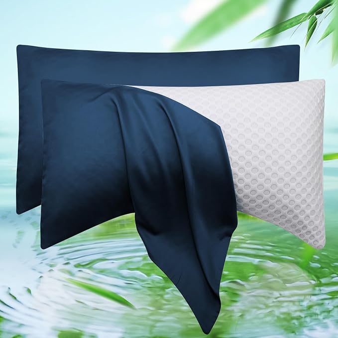 Cooling Crescent Pillow Cases Queen Size Set of 2 by ELIBABA