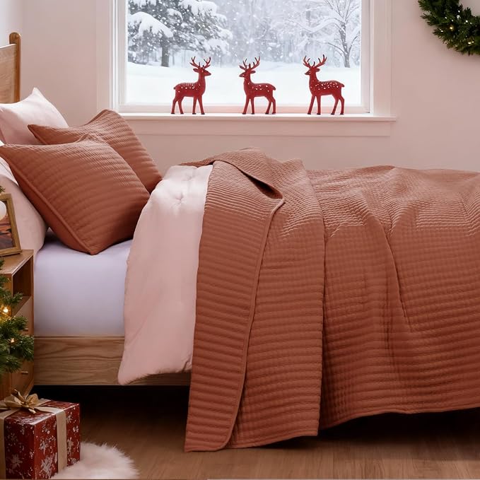 WRENSONGE Queen Quilt-3 Pieces Lightweight Autumn Leaf Fall Bedspreads Queen - Image 5