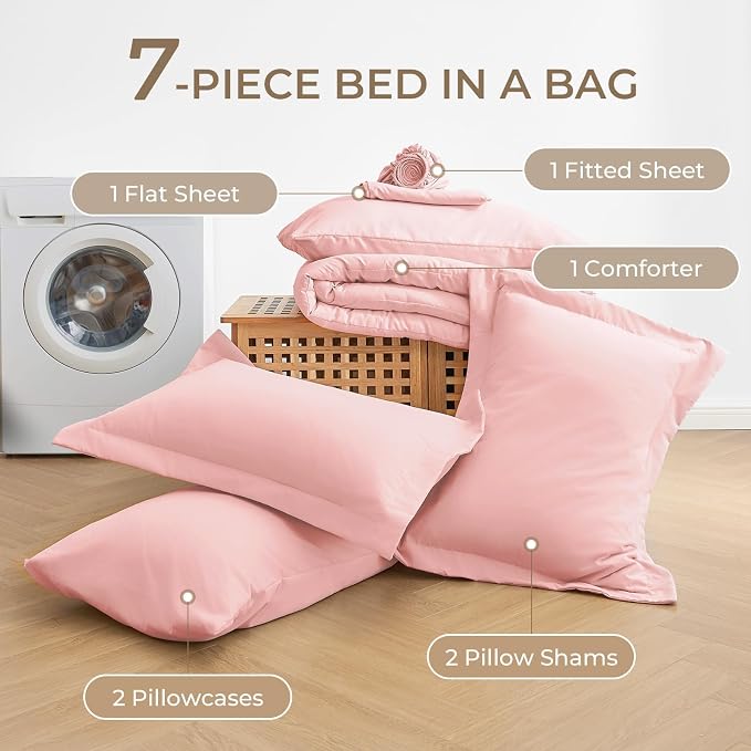 Sasttie Queen Comforter Set, Complete Bedding Set Includes Comforter, Flat Sheet - Image 6