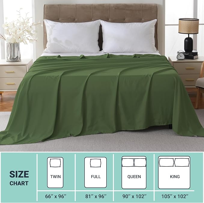 ZPECC Queen Flat Sheet Only 6 Pack, Durable Olive Green Top Bed Sheets - Image 5