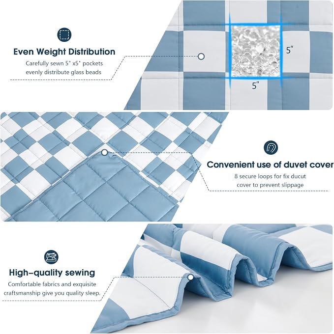 Blue Checkered Weighted Blanket - Image 5