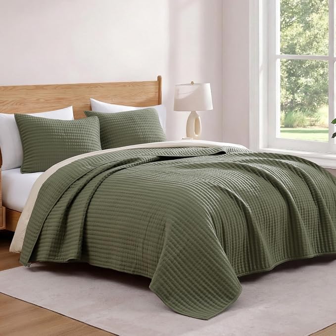 WRENSONGE Olive Green California/Oversized King Size Quilt Bedding Set - Image 4