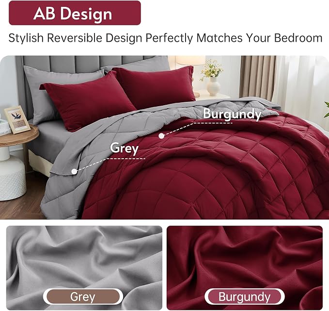 MUXHOMO 5 Pieces Twin Comforter Set, Reversible Bed in a Bag Twin Size - Image 3
