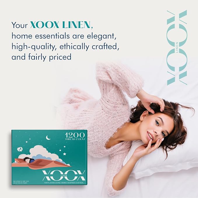 XOOX Linen 100% Egyptian Cotton Sheets King Size - Image 6