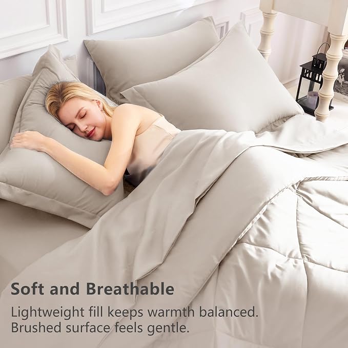 CozyLux Full Size Comforter Sets Linen - Image 3