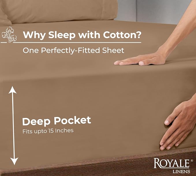 Royale Linens 100% Organic Cotton Fitted Sheet - Image 2