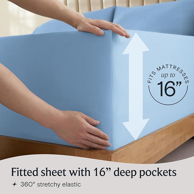 LuxClub 4 PC Full Sheet Set, Deep Pockets Wrinkle Free Cooling Bed Sheets Hotel - Image 6