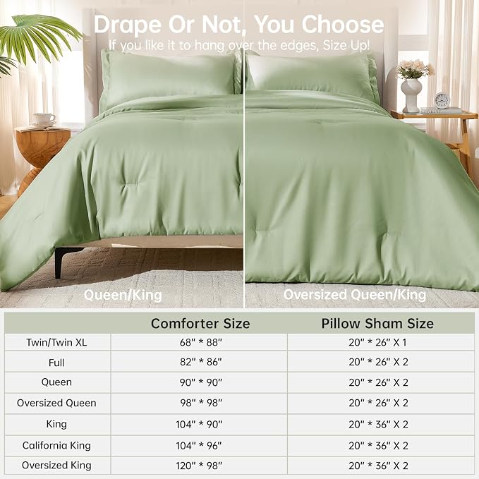 MUXHOMO Green Oversized Queen Comforter Sets, All Season Ultra Soft Down - Image 8