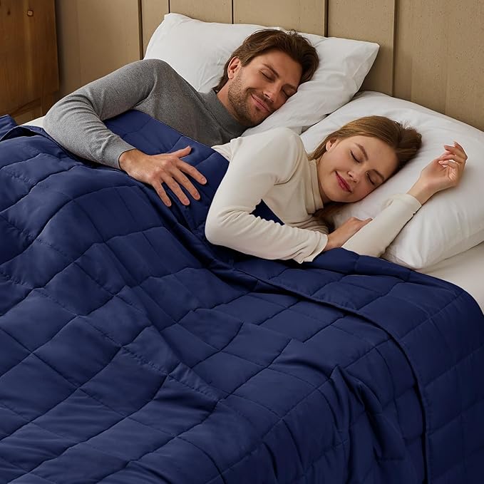 Navy Blue Weighted Blanket for Adults 20lbs, King Size Cooling Heavy Throw by BETU