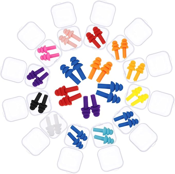 BBTO 24 Pairs Silicone Soft Ear Plugs Waterproof Reusable Noise Reduction by BBTO