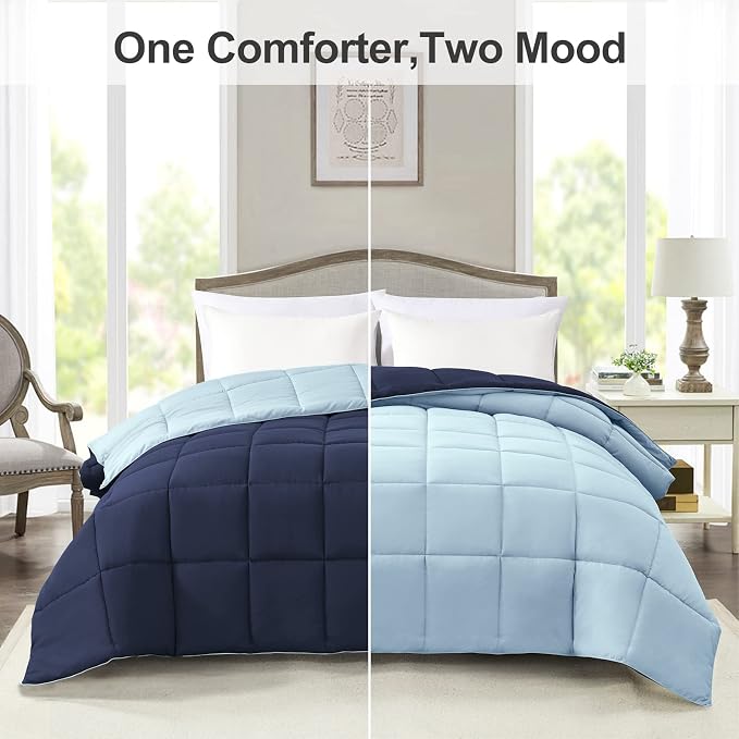 Homelike Moment Twin Comforter Duvet Insert- Blue Down Alternative Bed - Image 2