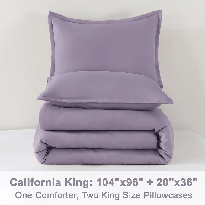 Litanika Grayish Purple Comforter Set California King Size, 3 Pieces Cal King - Image 9