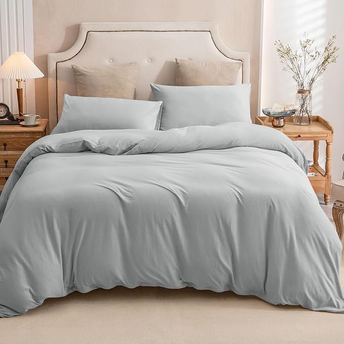PURE ERA Jersey Knit Duvet Cover Set 100% T-Shirt Cotton Super Soft Comfy 3pc - Image 8